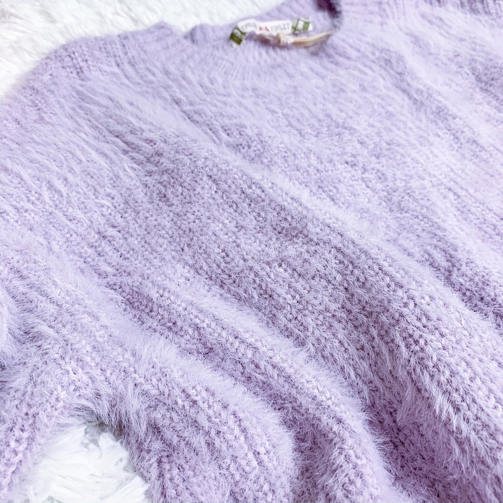 CHELSEA & VIOLET Lavender Ruffle Sleeve Sweater - Picture 4 of 8